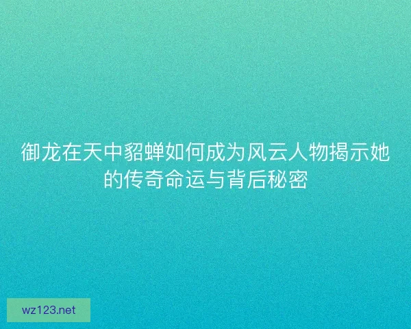 御龙在天中貂蝉如何成为风云人物揭示她的传奇命运与背后秘密